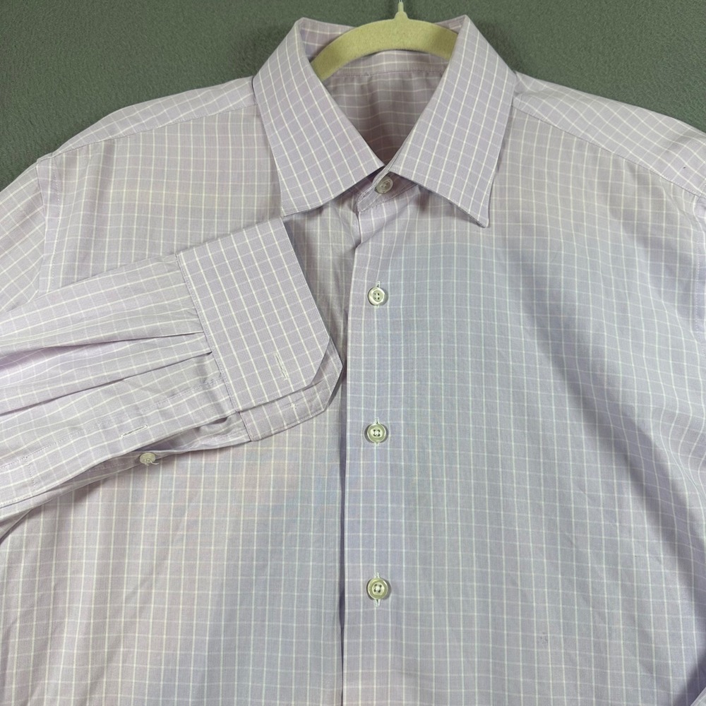 Custom Tailored Mens Purple Grid Check Cotton Dress Shirt Monogrammed BJS